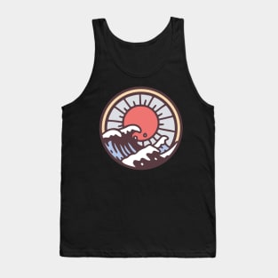 Red Sun With Ocean Waves Tank Top